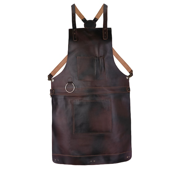 Personalized Full Grain Leather Crossbody Apron Butcher Apron -BBQ & Grill Apron - Barber Apron - woodwork apron - Personalized Gift For Dad