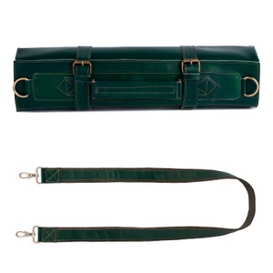 Rouleau de chef en cuir vert olive fait main pleine fleur, porte-outil, sac en cuir, cadeau d'anniversaire de chef, étui de chef rouleau de chef, cadeau d'anniversaire