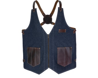 Premium quality Barber Vest, Stylist vest with leather pockets, perfect fashionable salon gift for hairdresser Barber Hairdresser Apron