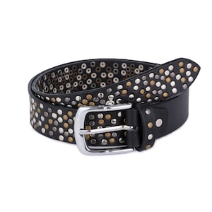 Biker Black rock &#39;n&#39; roll Handmade studded leather belt With Same Leather Wristband and Handmade Punk Belt Christmas Gift Fashion Belt