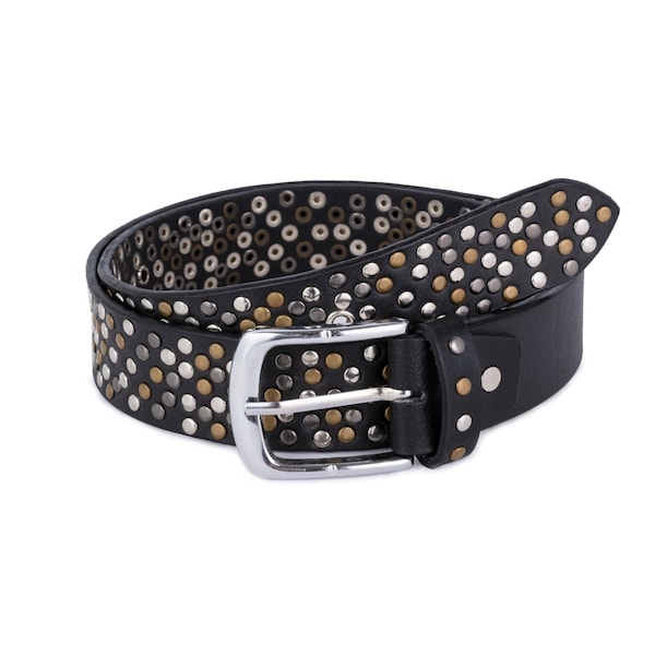 Biker Black rock 'n' roll Handmade studded leather belt With Same Leather Wristband and Handmade Punk Belt Christmas Gift Fashion Belt