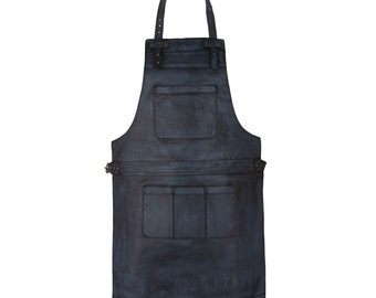 Black Wax Full Grain Leather Bib Apron Butcher Apron Chef Apron BBQ Apron DIY Apron Barber Apron Blacksmith Apron Woodwork Apron Gift