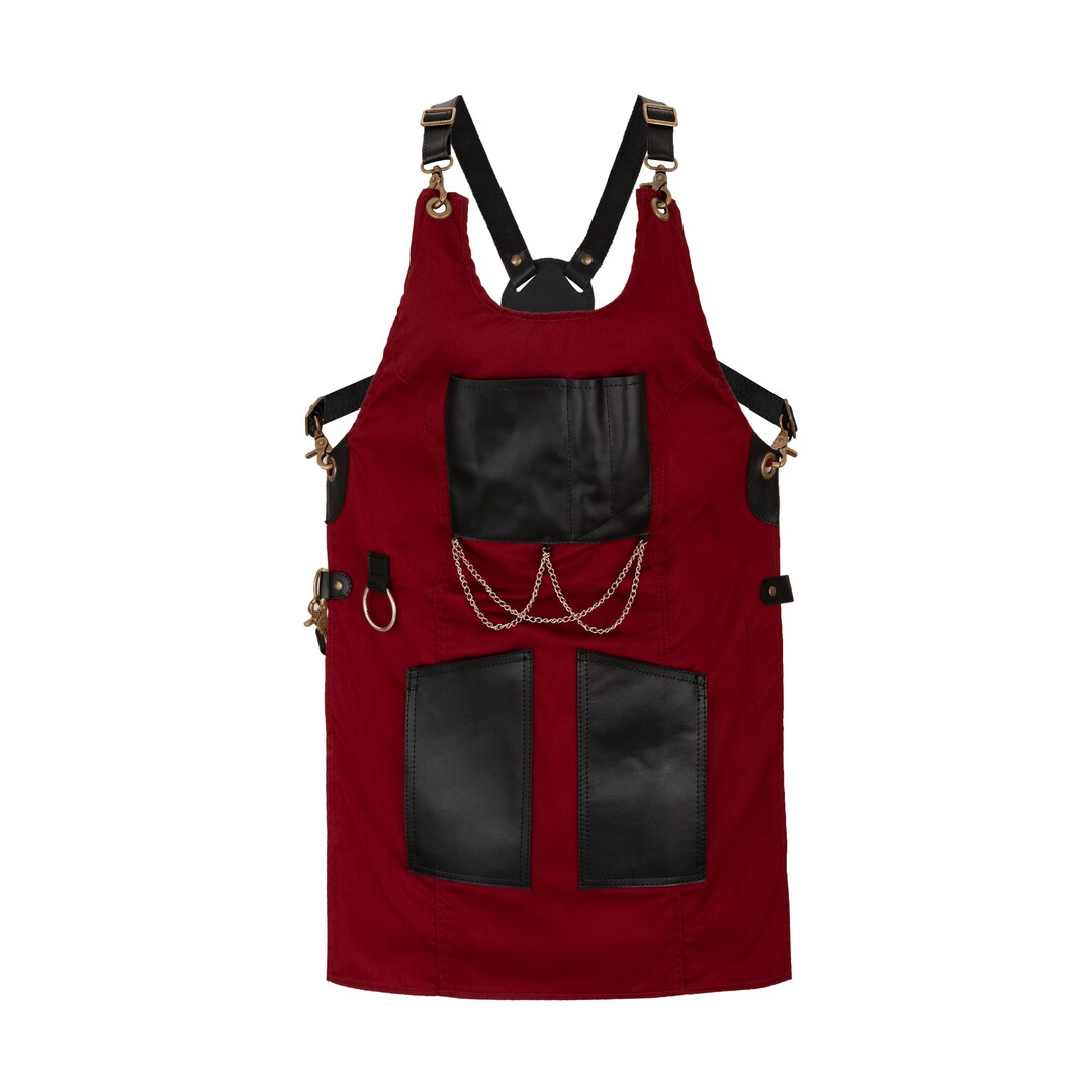 Maroon Canvas and Leather Apron Butcher Apron - Cook Apron - BBQ Grill ...