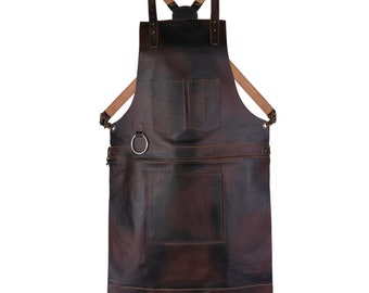 Dark Brown Full Grain Leather Apron Butcher Apron -Cook Apron -BBQ Apron -Cooking Apron - Blacksmith Apron - Barber Apron - woodwork apron