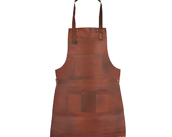 Tan Real Leather Apron Butcher Apron -Cook Apron -BBQ Apron -Cooking Apron - Grilling Apron - BBQ Apron - Blacksmith Apron - Apron for DAD