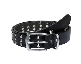 Biker handgemachter Nieten Bonded Vollkorn handgefertigter Ledergürtel 35mm Ledergürtel für Männer Punk Gürtel für Biker Geburtstagsgeschenk Bestes Geschenk