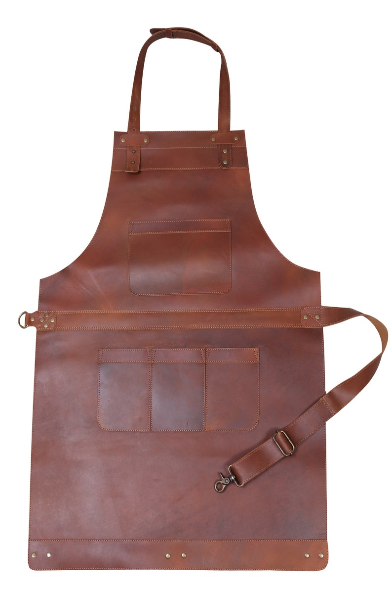 Tan Real Leather Apron Butcher Apron cook Apron BBQ Apron Etsy