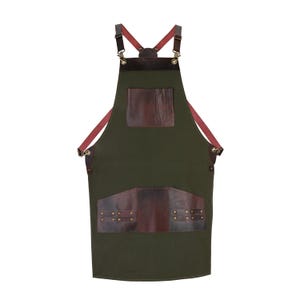 Leathershire Full Grain Canvas Apron with Leather pockets Hairdresser Apron - Barber Apro -BBQ Apron - woodwork apron Personalized gift