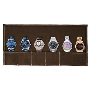 Canvas Travel Watch Roll, Canvas Storage Watch Roll, Watch Holder Christmas Gift  Canvas Watch Roll with handmade Leather Strip