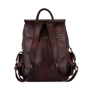 London Dark Brown Vintage Style Handmade Backpack, Leather Rucksack for College University Laptop Backpack Birthday Gift Office backpack image 2