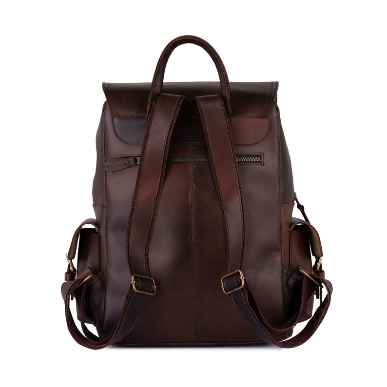 London Dark Brown Vintage Style Handmade Backpack, Leather Rucksack for College University Laptop Backpack Birthday Gift Office backpack image 2