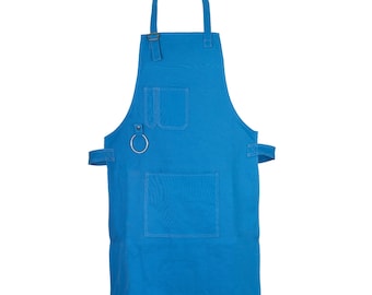 Delantal de lona azul lavable con correa de cuello ajustable delantal de cocinero delantal casero delantal de barbacoaPara restaurador, Cheff, panadería, cocina, regalo