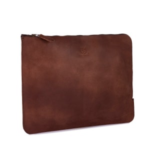 Leathershire Slim Full grano Crazy Horse Marrón Cuero Laptop Manga Messenger Macbook15" Laptop 15" Bolsa Cartera Regalo de cumpleaños Regalo de lujo