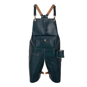 Green Full Grain Leather Apron Butcher Apron BBQ & Grill Apron Blacksmith Apron - Woodwork Apron - Split Leg Apron - Potter Apron