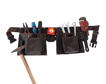Brown Full Grain Leather Tool Belt Wrench Holder Mechanics Tool Belt Gift for Crafters, Hobbyists, Carpenter Fathers Day Gift Christmas Gift