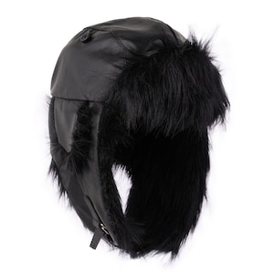 Handmade Leather Bomber hat, Ear Flap hat trapper hat, winter warm hat, Leather Aviator Winter Fur Hat, leather winter hat Christmas Gift
