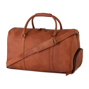 Leathershire Vollnarbenleder Seesack mit Schuhfach Herren Reisetasche Wochenend Gepäcktasche Einzigartige Weihnachtsgeschenke, Handgemachte Tasche