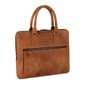 Leathershire Slim Full grano Tan Brown Cuero Laptop Manga Messenger Macbook 15" Laptop 15" Bolsa Cartera Regalo de cumpleaños Regalo de lujo