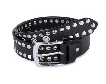 Leathershire Biker studded bonded Full Grain Handmade leather belt For Biker Birthday Gift Fashion Belt