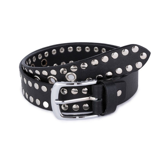 Embellished Leather Studded Belt JASGOOD Rhinestone Studded Belt for Men Women, Western  main image 3
