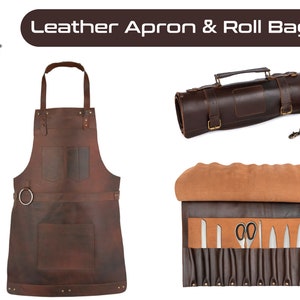 Dark Brown Full Grain Leather Apron 10 Pocket Cheff Roll Butcher Apron Cook Apron BBQ Apron Blacksmith Apron Barber Apron Christmas Gift