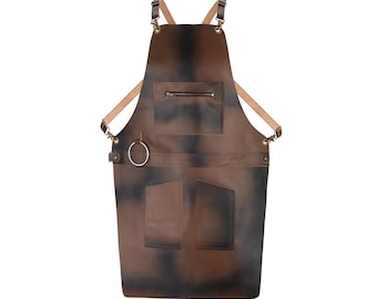 Distressed Brown Full Grain Leather Apron Hairdresser Apron Barber Apron BBQ & Grill Apron Chef Apron woodwork apron Fathers Day Gift