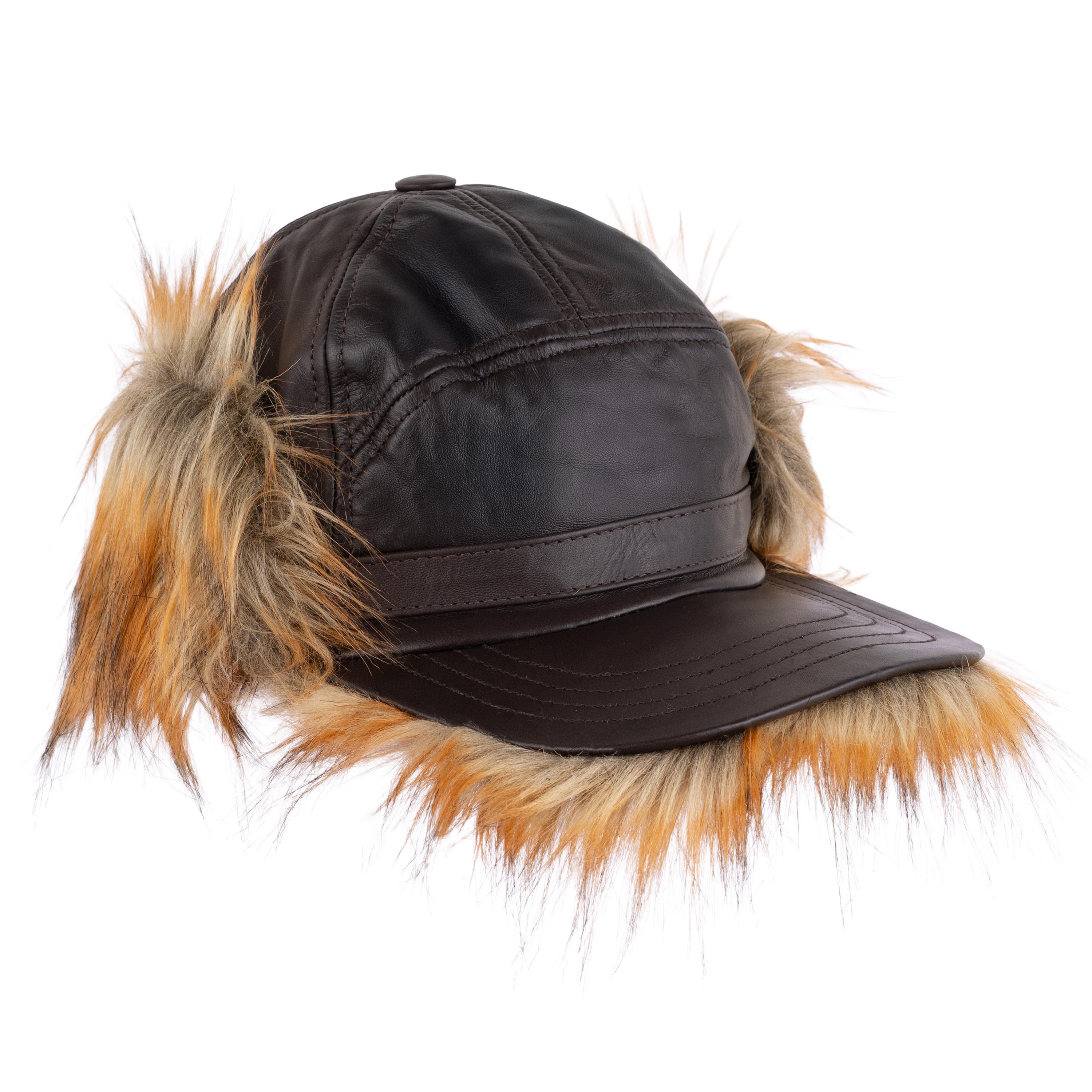 Handmade Leather Winter Baseball Cap Earflap Fitted Hats Men Soft Hunting Hat, Ear Flap hat trapper hat, winter warm hat, Christmas Gift
