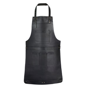 Black Top Grain Handmade Leather Apron Butcher Apron -Cook Apron -BBQ Apron -Blacksmith Apron - Christmas Gift Black Grill Apron Gift Unisex