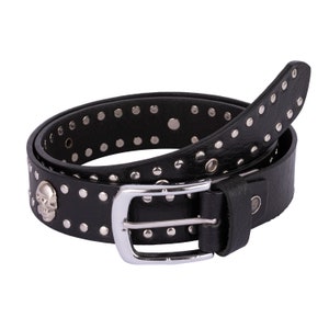 Biker Skull and studded Bonded Handmade leather belt with Matching Leather Wristband Birthday Gift Best Gift Fashion Belt Punk Belt