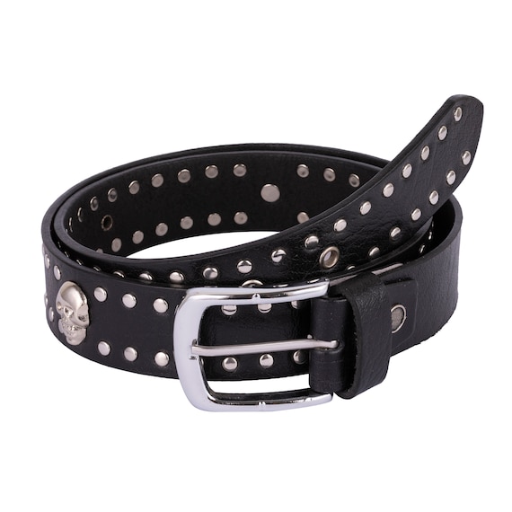 Leather Rock Biker Studded Belt with Skull Buckle Motorcycle Biker Men main image 4