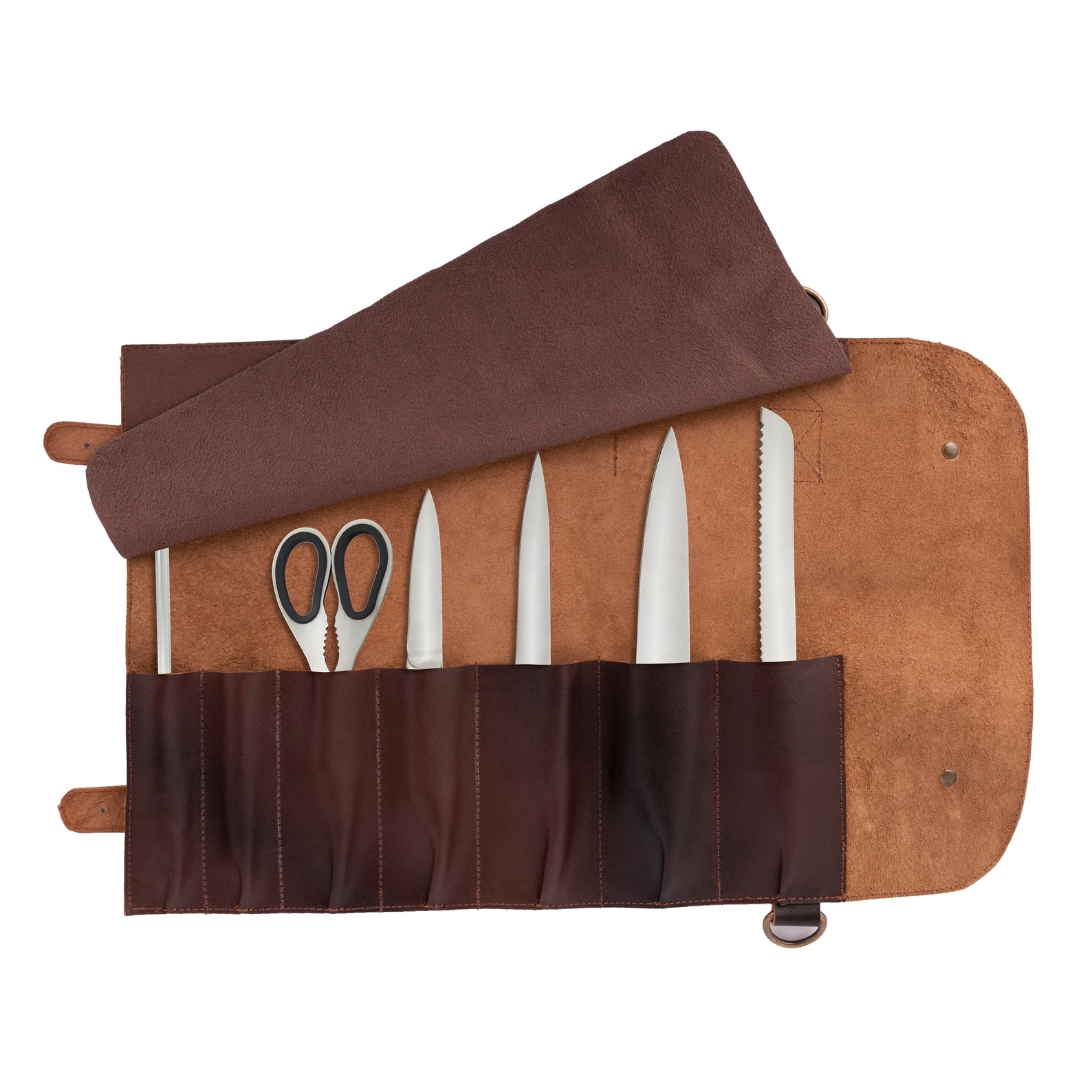 Vintage Style Handmade Full Grain Leather 7 Pocket Chef Bag for Small ...