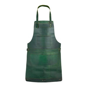 Green Real Leather Apron Butcher Apron -Cook Apron -BBQ Apron -Blacksmith Apron - Gift Apron