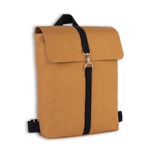 London Brown Vintage Style Handmade Backpack, Brown colored washable Canvas Rucksack for College University Laptop Vegan Backpack Gift