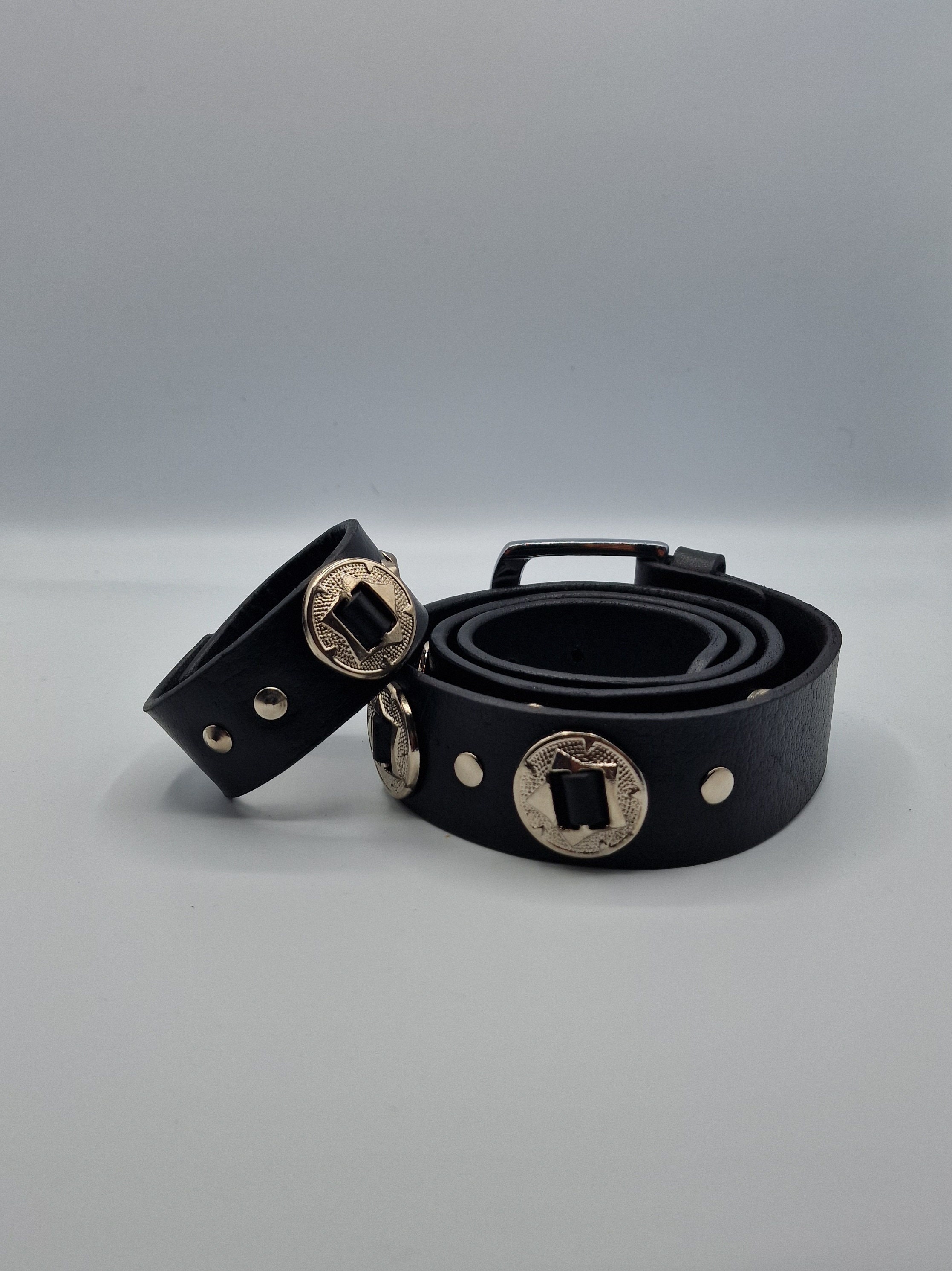 Biker Handmade Concho Full Grain Handcrafted Leather Belt 