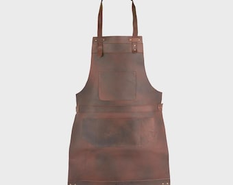 Personalized Full Grain Handmade Leather Apron - Butcher Apron - BBQ Apron - Grilling Apron - Woodwork Apron Personalized Apron Gift for DAD