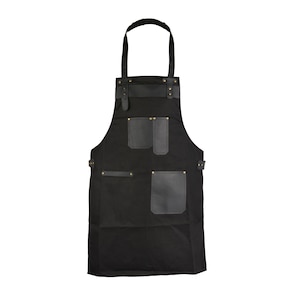 Black Canvas Apron With Black Pocket Cooking Apron Hairstylist Apron Barber Apron Gift