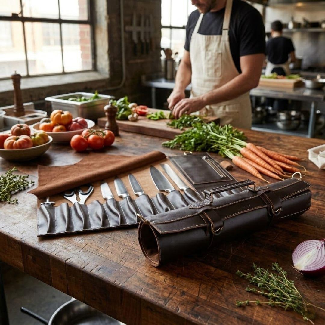 Handmade Full Grain Leather 11 Pocket Chef Roll - Etsy UK