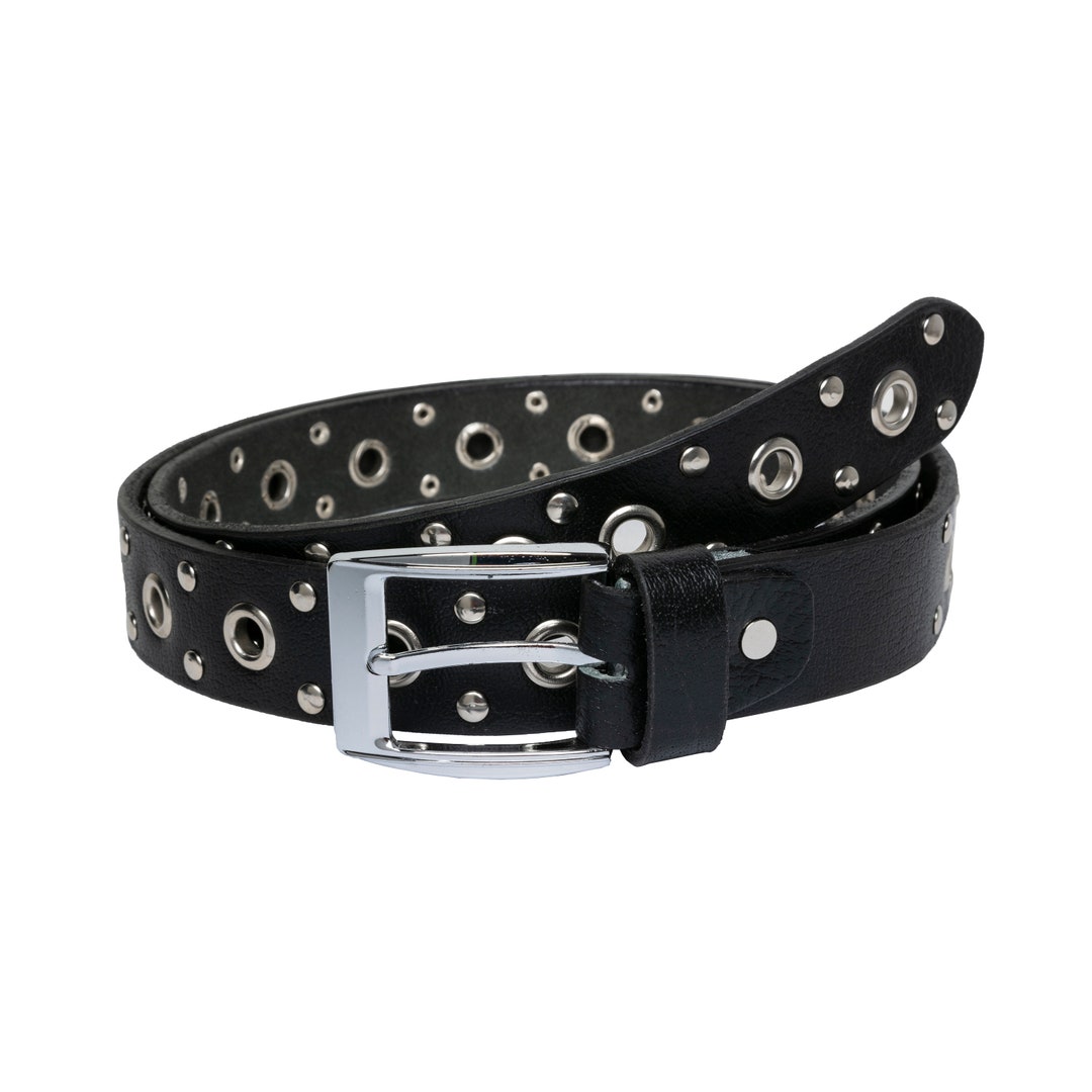 【U LAN】35mm real leather stud belt Biker Handmade Studded Bonded Full Grain Handcrafted Leather