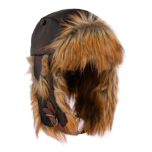 Handmade Leather Bomber hat, Ear Flap hat trapper hat, winter warm hat, Leather Aviator Winter Fur Hat, leather winter hat Christmas Gift