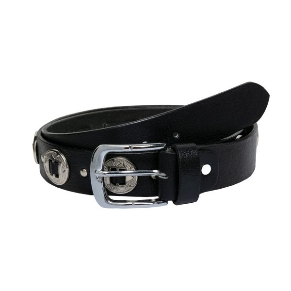 Biker fait à la main Concho Full Grain ceinture en cuir artisanal 35mm Ceinture en cuir véritable pour hommes Punk Belt Biker Cadeau d’anniversaire Meilleur cadeau Unisexe