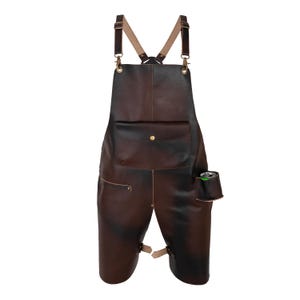 Dark Brown Full Grain Leather Apron Butcher Apron BBQ & Grill Apron Blacksmith Apron - Woodwork Apron - Split Leg Apron - Potter Apron