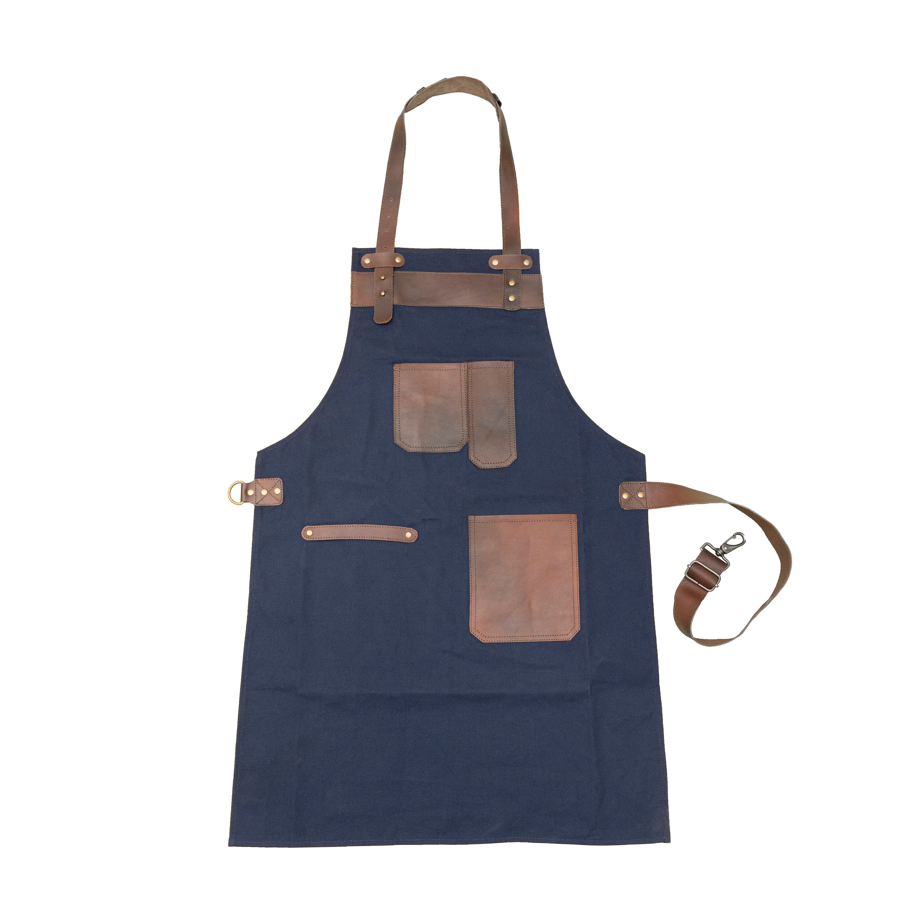 Top Grain Leather Blue Canvas Apron Butcher Apron Cook Apron Etsy UK