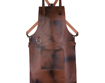 Cognac Brown Full Grain Leather Apron Butcher Apron -Cook Apron -BBQ Apron -Cooking Apron - Blacksmith Apron - Barber Apron - woodwork apron