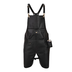 Black Full Grain Leather Apron Butcher Apron BBQ & Grill Apron Blacksmith Apron - Woodwork Apron - Split Leg Apron - Potter Apron