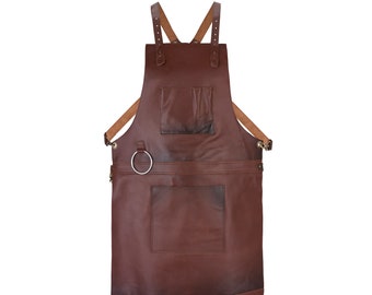 Tan Real Leather Apron Butcher Apron -Cook Apron -BBQ Apron -Cooking Apron - Grilling Apron - BBQ Apron - Blacksmith Apron - Apron for DAD