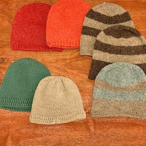 Child/Adult Beanies with edging / handmade / wool varieties