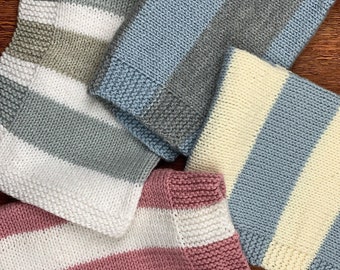 Baby Blankets in Stocking Stitch w/ Garter Stitch Border