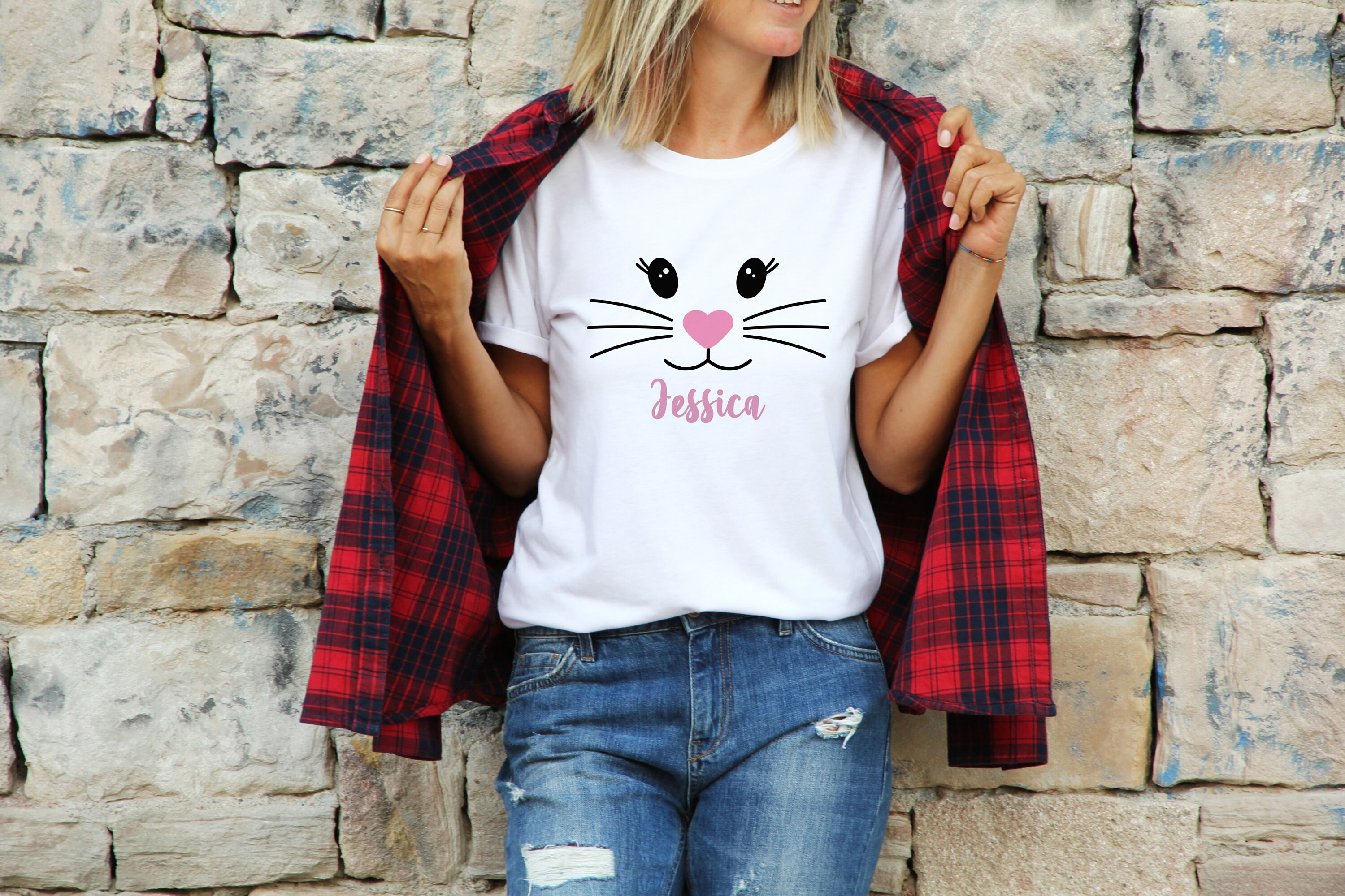 Personalized Bunny Girl Women Tshirt Funny Bunny Face Gift Etsy