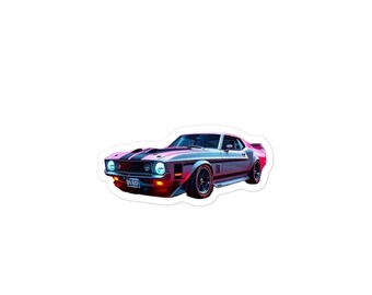 Vintage Muscle Car Mustang Decal: Retro Automotive Emblem for Classic Vehicle Enthusiasts