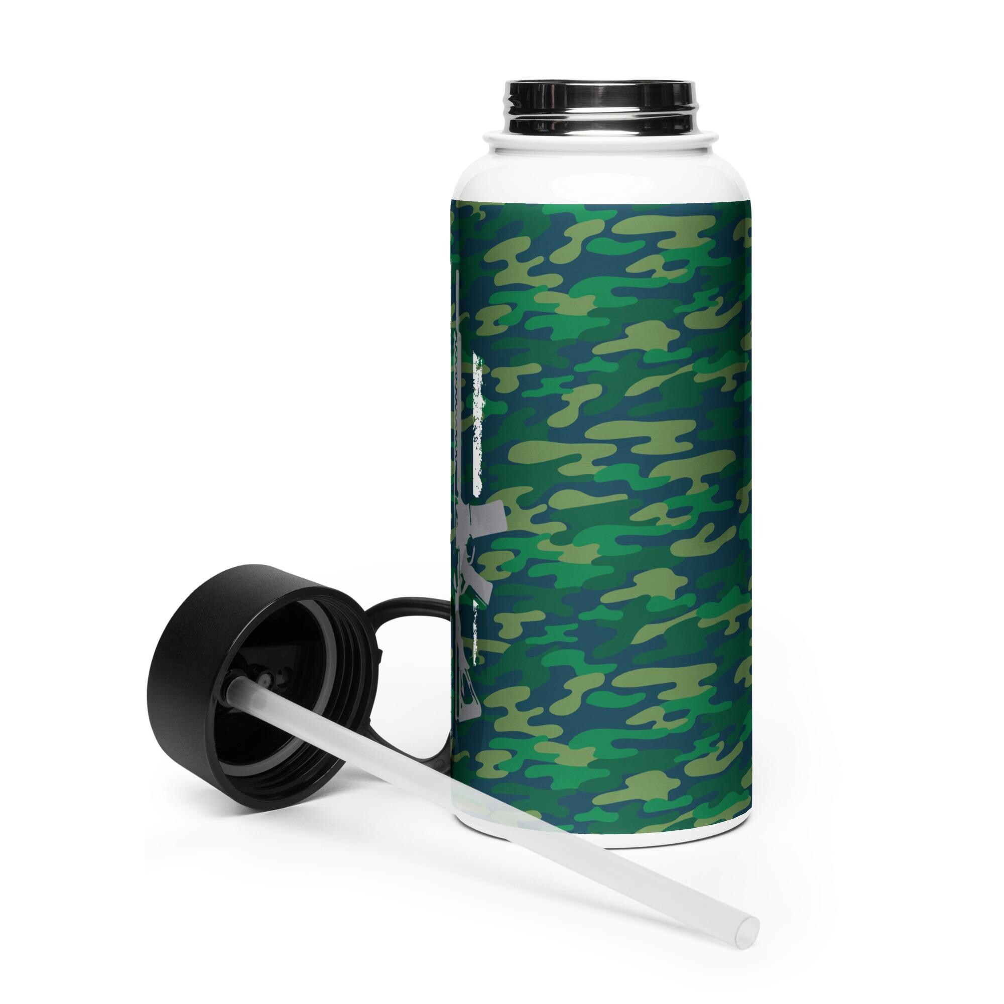 Isolierte Edelstahl-Wasserflasche 530 Ml – Mit Strohhalm, Retro-USA-Flaggen-Design, Für Sport & Büro
